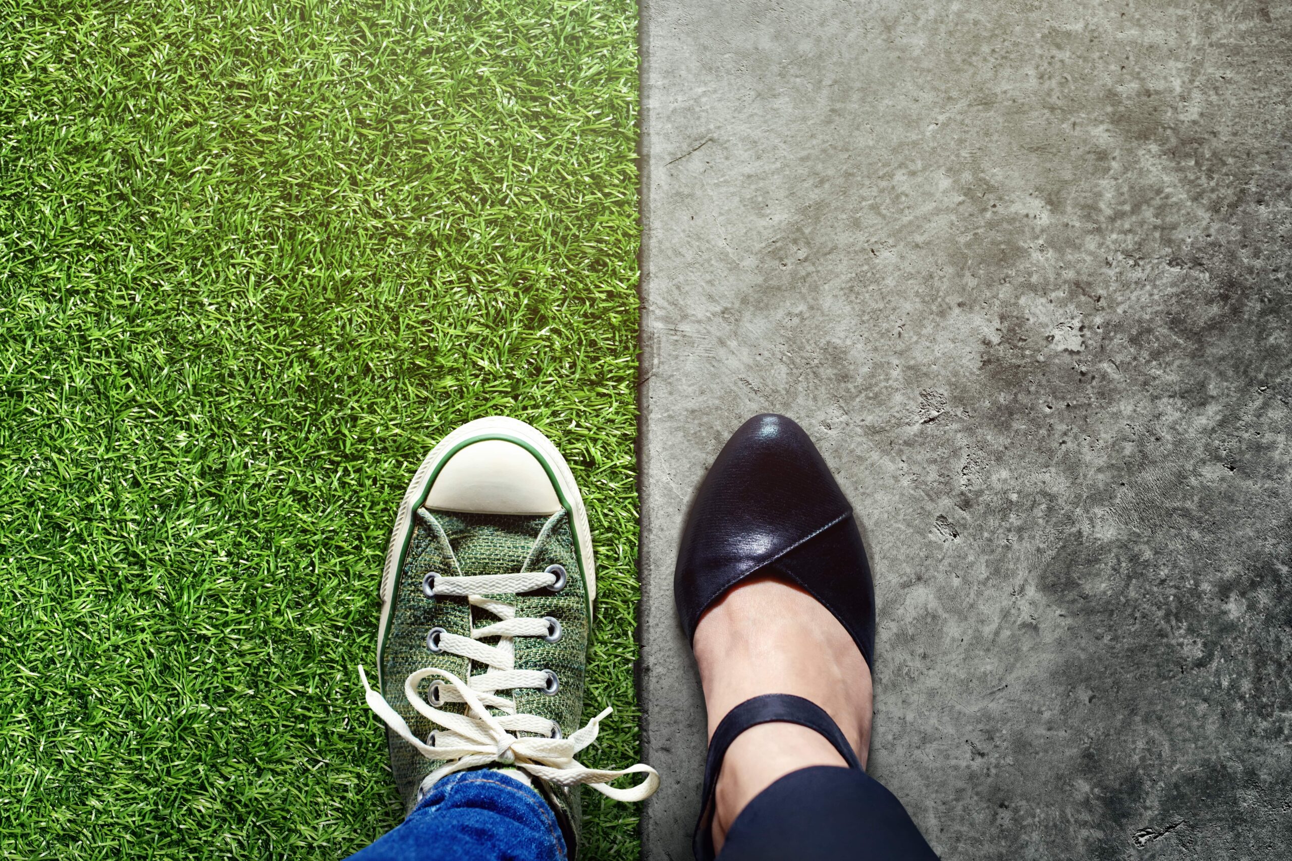 image of person with two different shoes on symbolizing work-life balance, explained in this blog by employee engagement experts the importance of it!